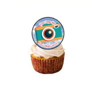 30 x Pre Cut Personalised Your Image or Logo Cupcake Topper