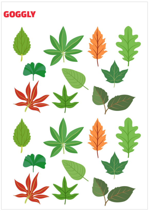 Leaves - 20 x Edible Fondant Icing Clip Art Leaves Set 001