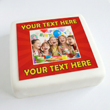 Pre Cut Square Personalised Photo/Your Logo Cake Topper Edible Fondant Icing Sheet Cake Topper