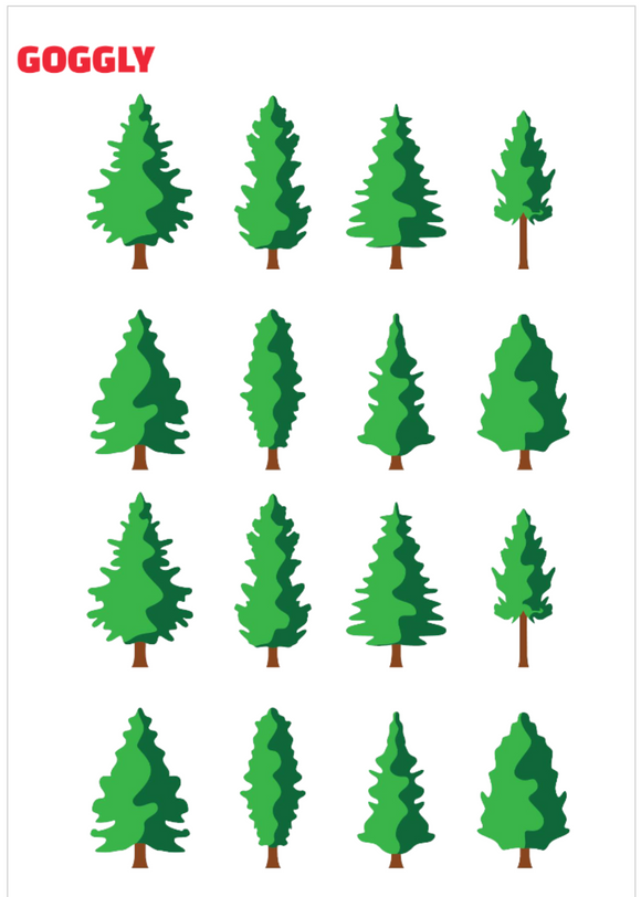 Trees - 8 x Edible Fondant Icing Clip Art Trees Set 002