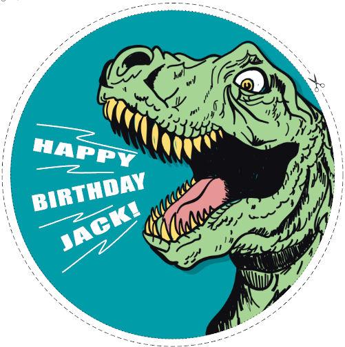 7.5 Dinosaur Roar Personalised Edible Icing Birthday Cake Topper