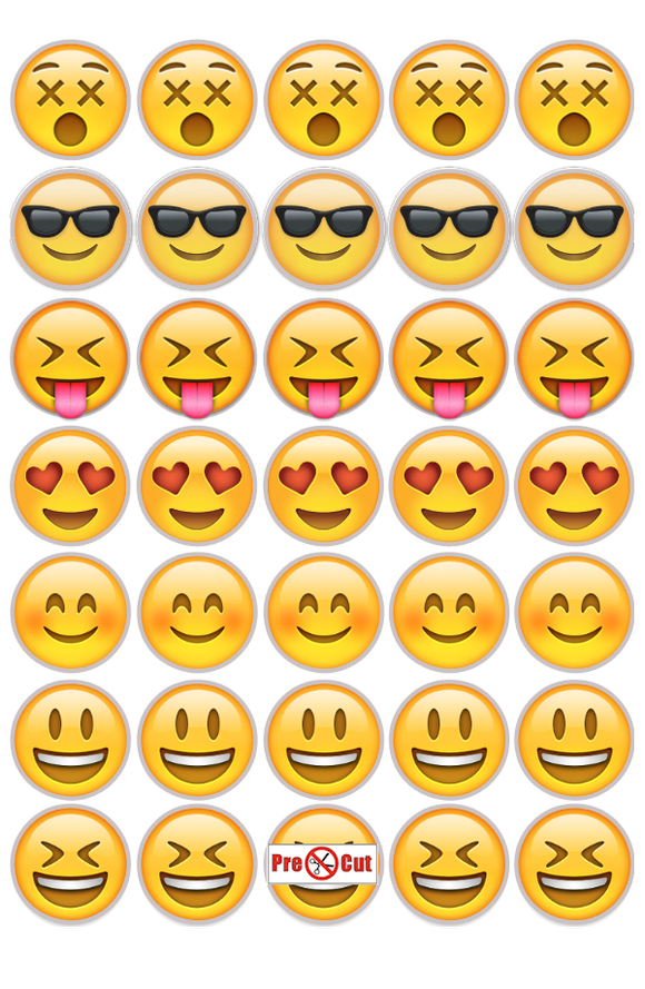 35 x Emoji Cupcake Topper