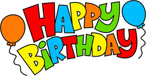 Happy Birthday Text Colorful With Party Balloons Easy Peel Fondant Icing