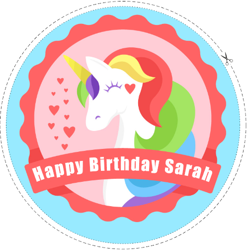 7.5 Unicorn Personalised Edible Icing Birthday Cake Topper