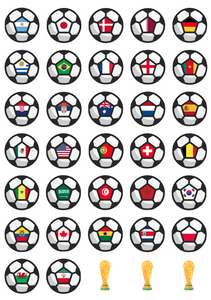30 x Pre Cut World Cup Flags Football Cupcake Topper