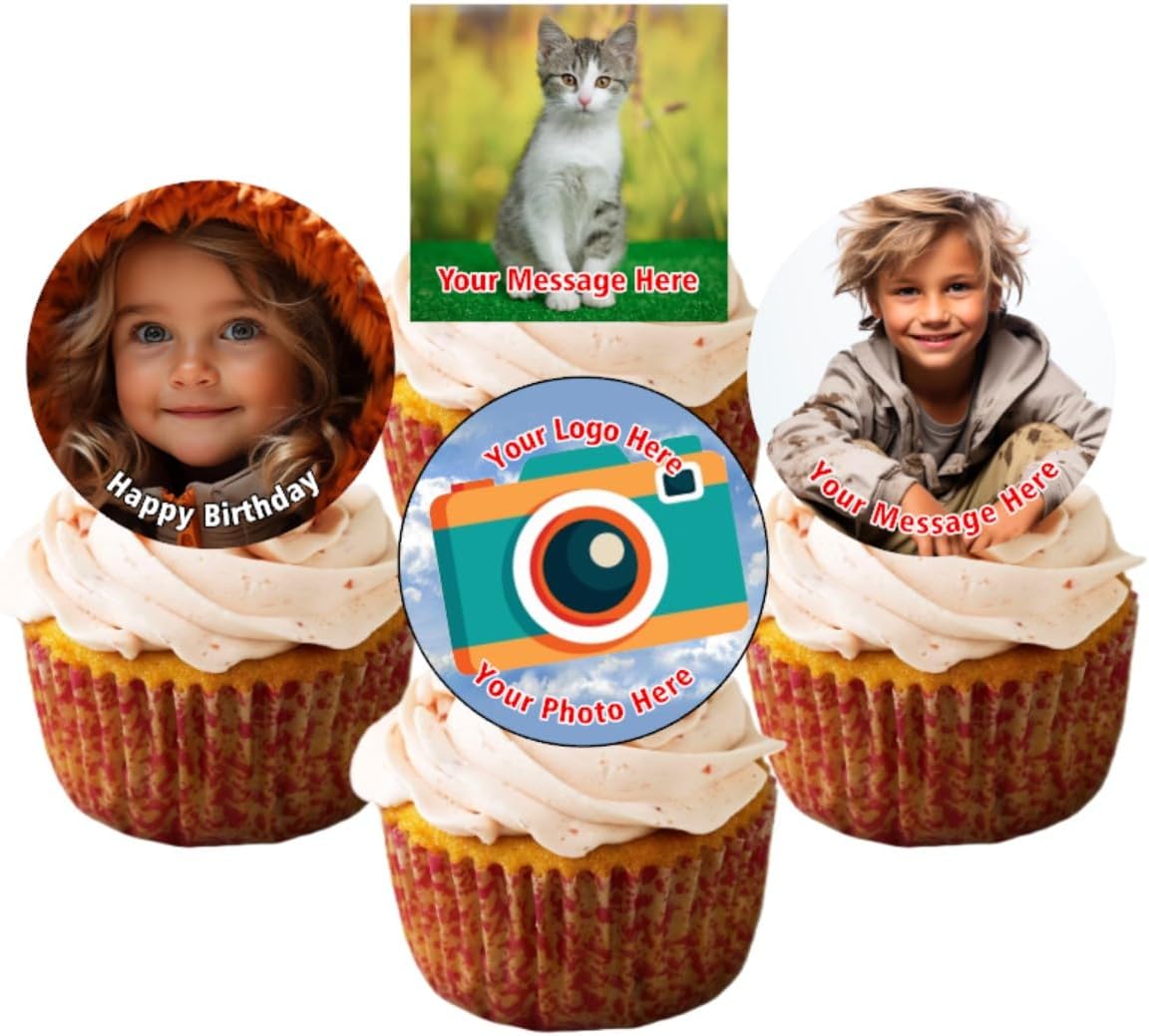 Pre Cut Edible Personalised Photo Cupcake Toppers (30 x 1.5 inch Discs)