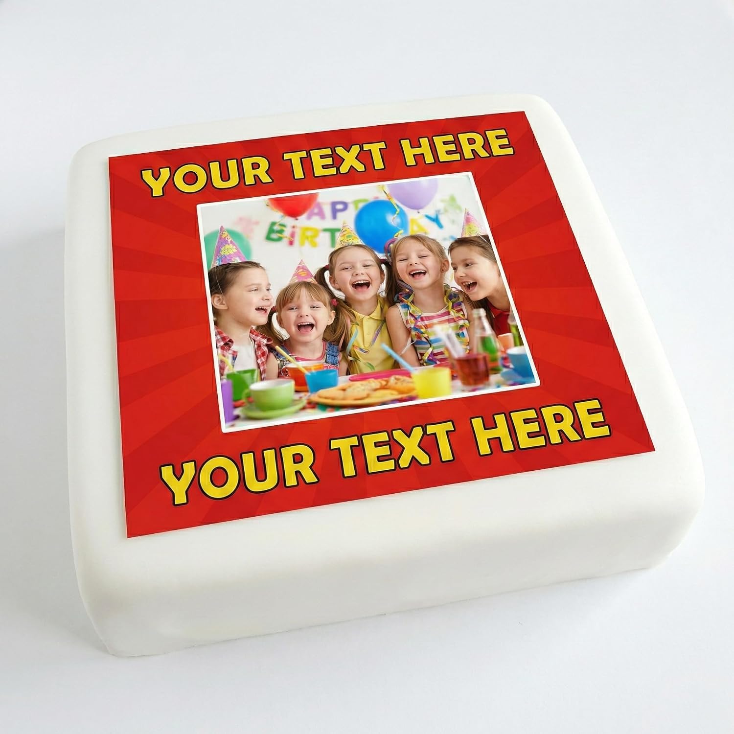 Pre Cut Square Personalised Edible Cake Topper